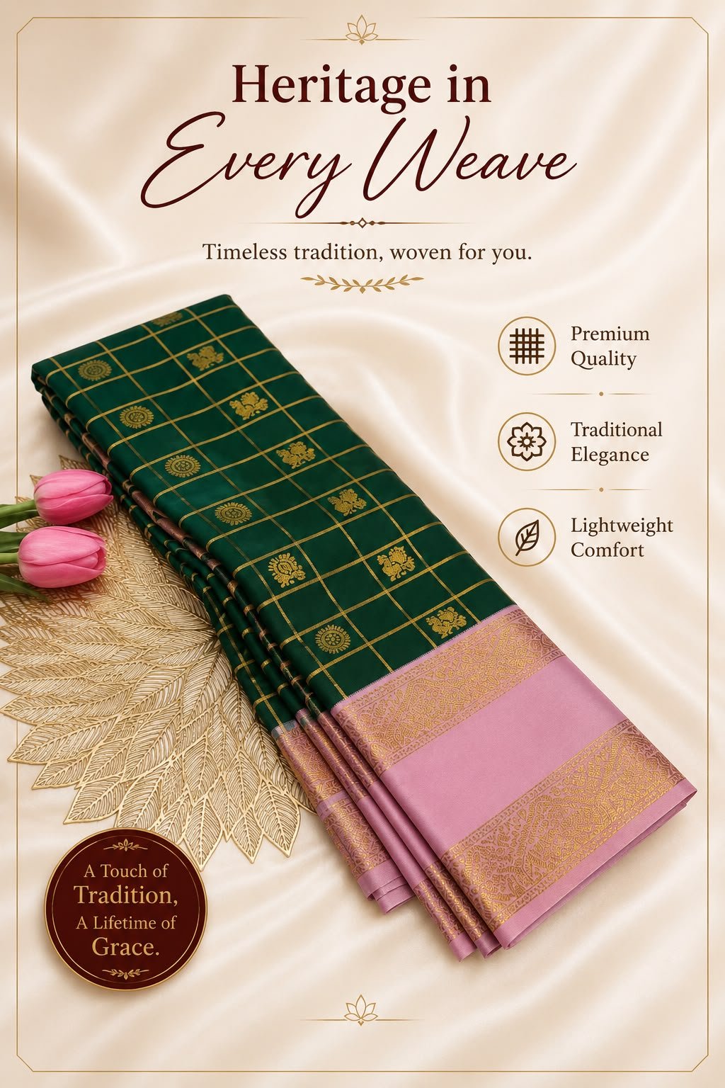 Festival silk saree wide shot